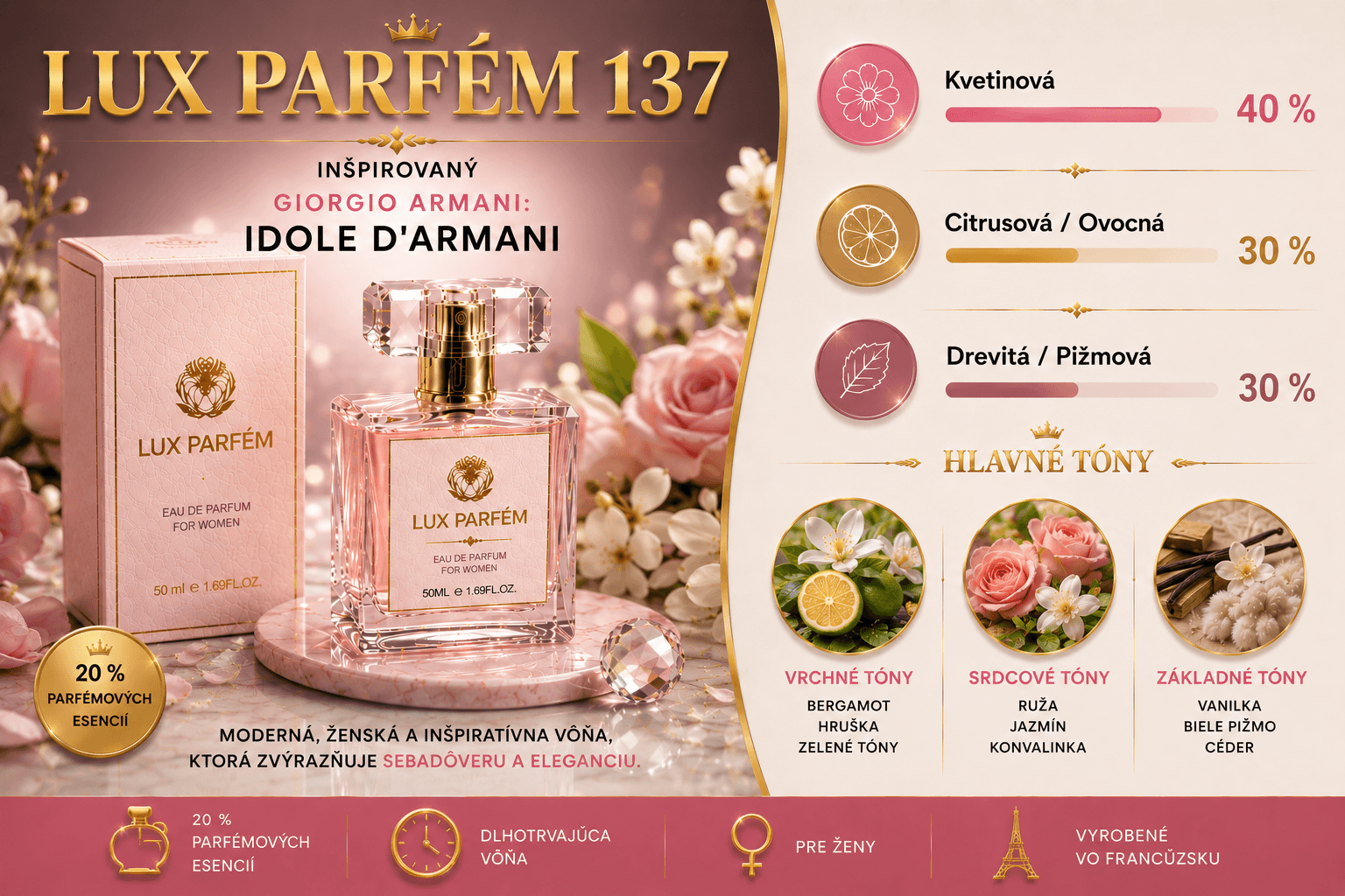 Lux Parfém 137 – Inšpirovaný Giorgio Armani: Idole dArmani